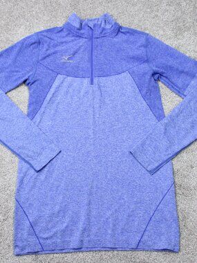 Mizuno Sweatshirt Womens Small Blue 1/4 Zip Performance Athletic Long Sleeve